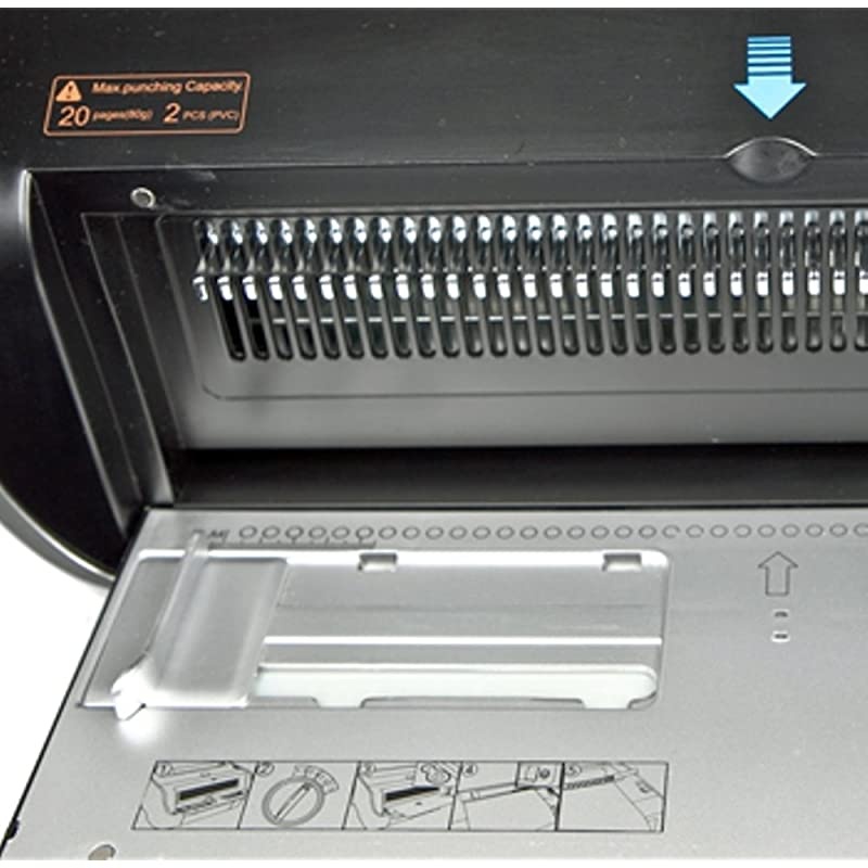 OfficePro-46E Electric Coil Binding Machine, 25mm Binding Capacity, 20 Sheets (20lb) Punching Capacity, 11.7" (A4) Punching Length, 6.35mm Hole Pitch, 4mm Hole Spec, No Foot Pedal Included