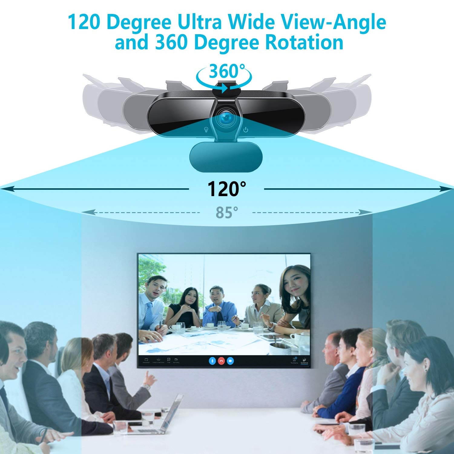 Webcam 1080P,AutoFocus 4K Webcam with Microphone,120 Degree Angle View Web Camera with Privacy Cover,Tripod for Windows,Mac iOS,Video Conference,Online Classes,Game Live,Zoom,MSN and Skype