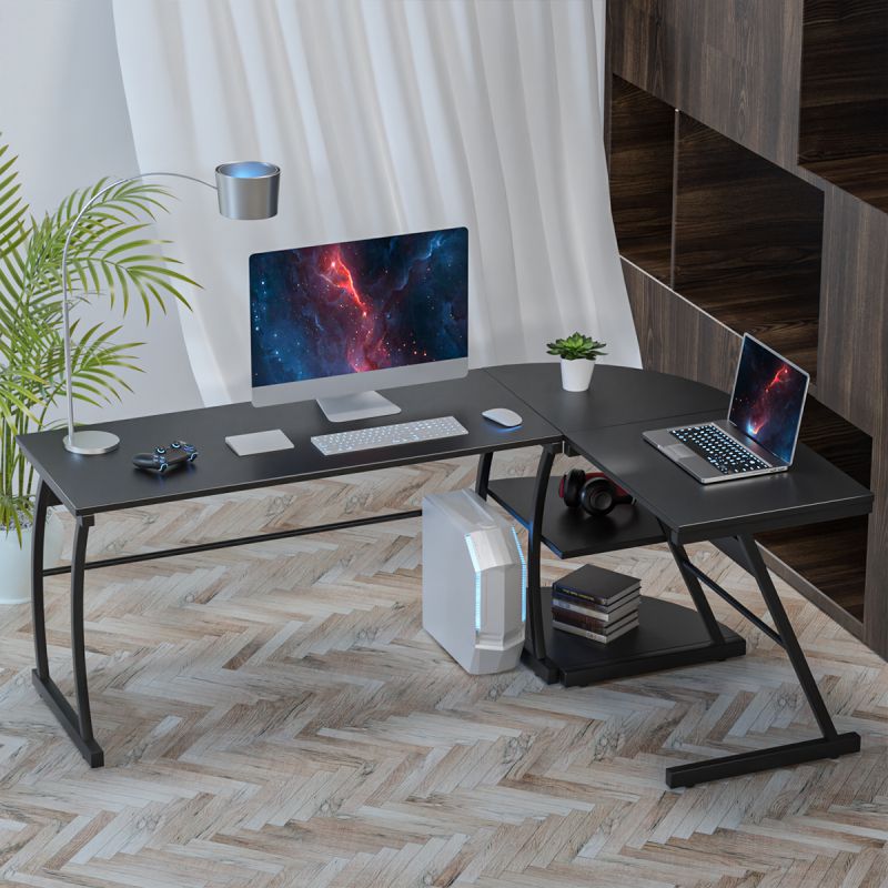 73" L-Shape Gaming Computer Desk Office Corner Laptop PC Table Workstation Study  with Shelves