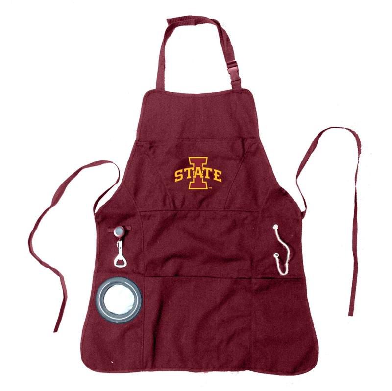 Evergreen Collegiate Iowa State University Ultimate Grilling Apron Durable Cotton with Beverage Opener and Multi Tool