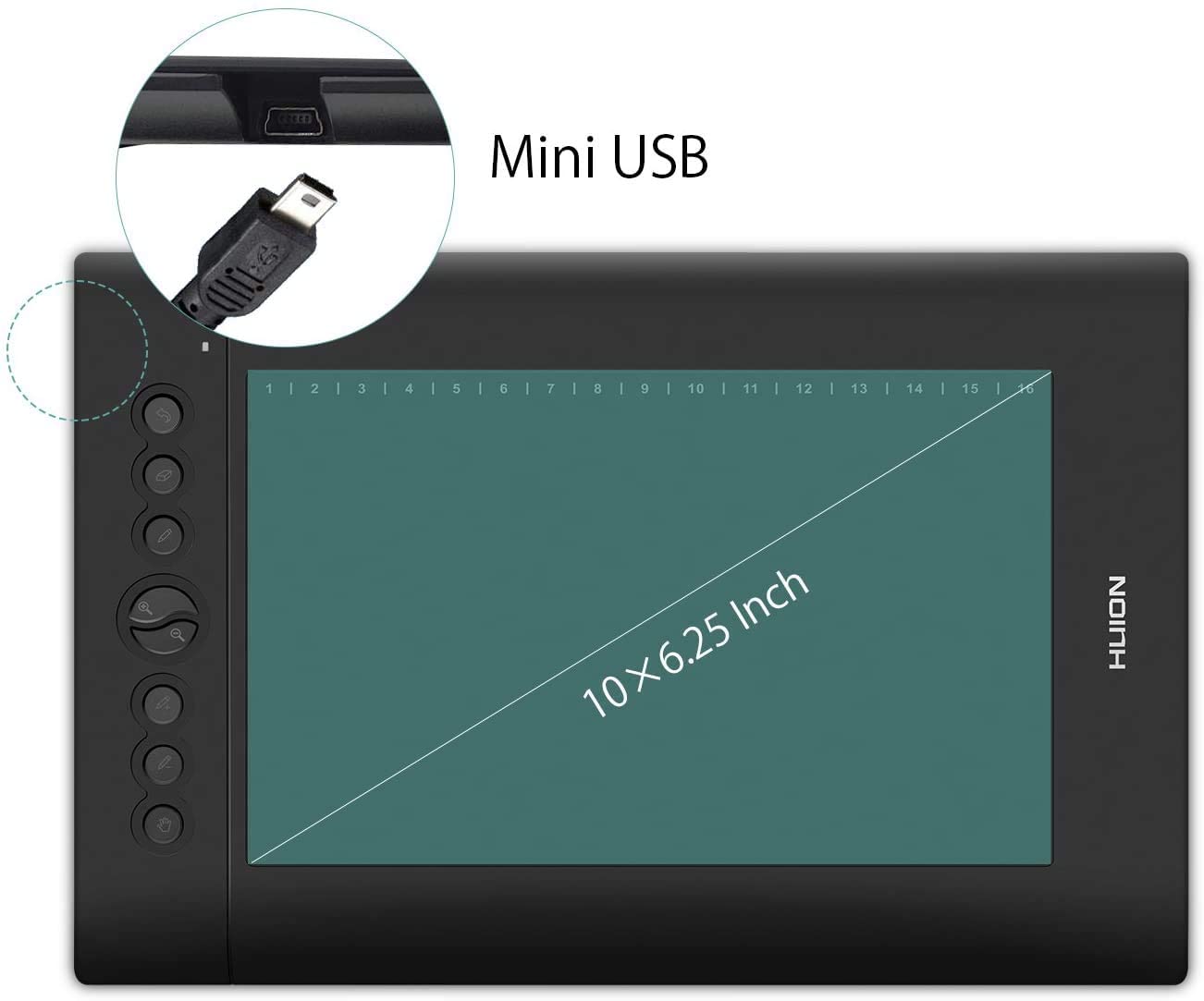 H610 Pro V2 Graphic Drawing Tablet Android Supported Pen Tablet Tilt Function Battery-Free Stylus 8192 Pen Pressure with 8 Express Keys