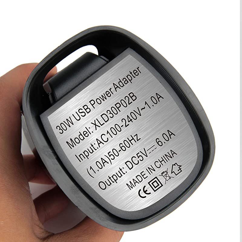 Tower Power Adapter 6Port Smart IC Tech Charging Station with Quick Charge 21 for Phone Tablets and More Blue