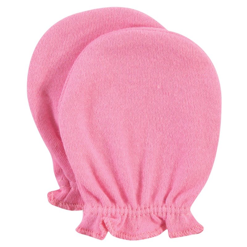 Hudson Baby Infant Girl Cotton Scratch Mittens, Blue Pink Floral, 0-6 Months