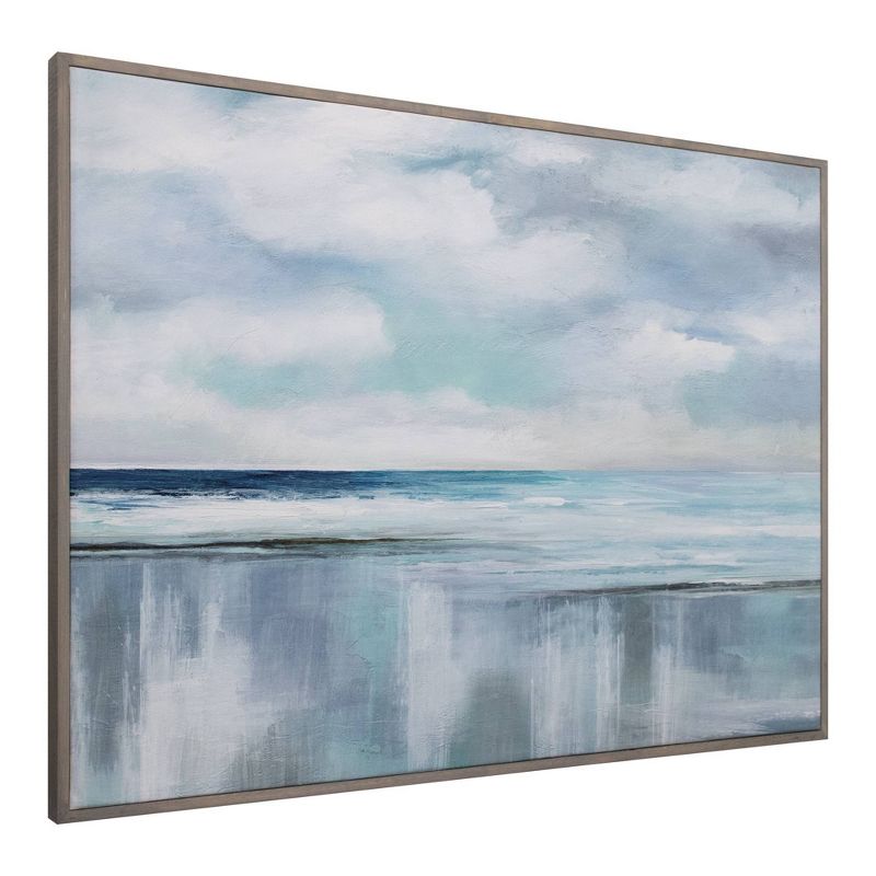 30" x 40" Cyan Sunrise by Nan Wrapped Framed Canvas Painting Blue - Fine Art Canvas