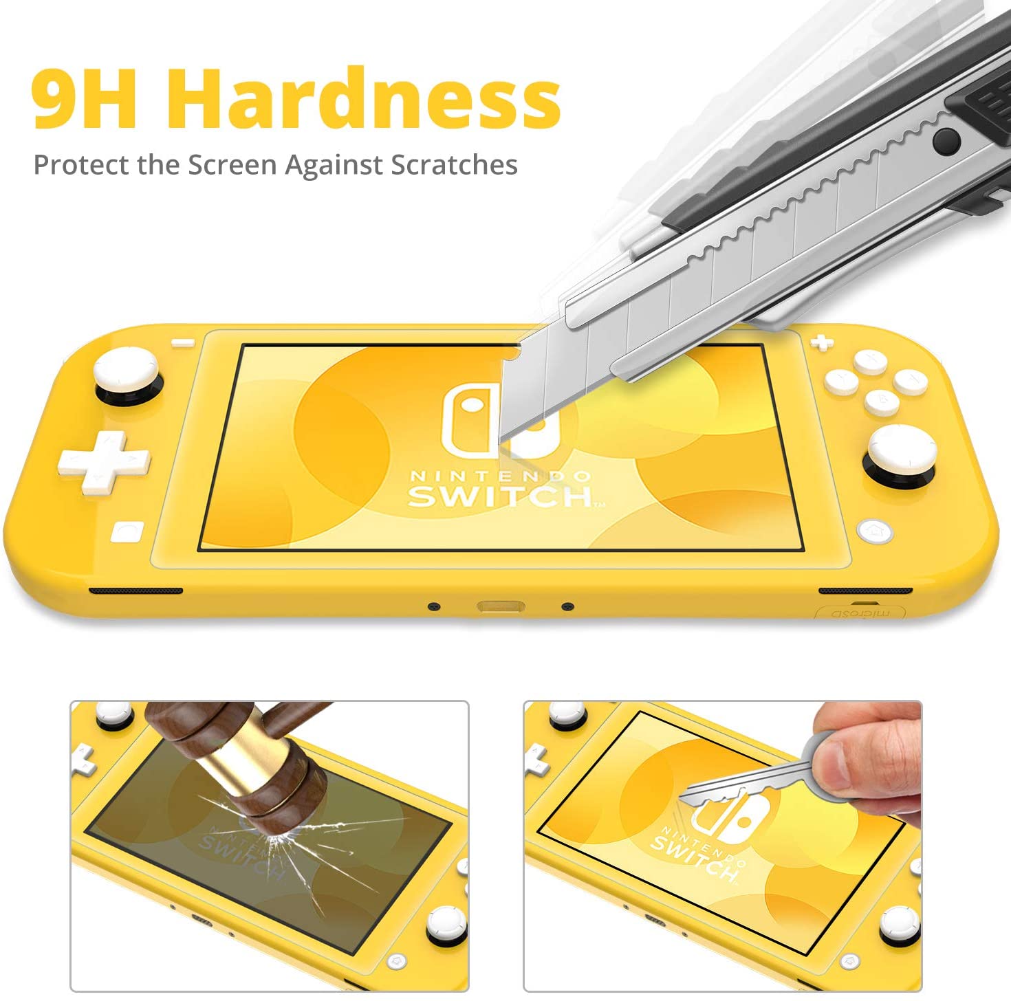 [2 Pack] Screen Protector for Nintendo Switch Lite, HEYSTOP Tempered Glass Film with Anti-Scratch for Nintendo Switch Lite