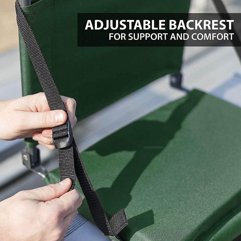 Eastpoint Sports Adjustable Bleacher Backrest Stadium Seat w/ Cup Holder, Green