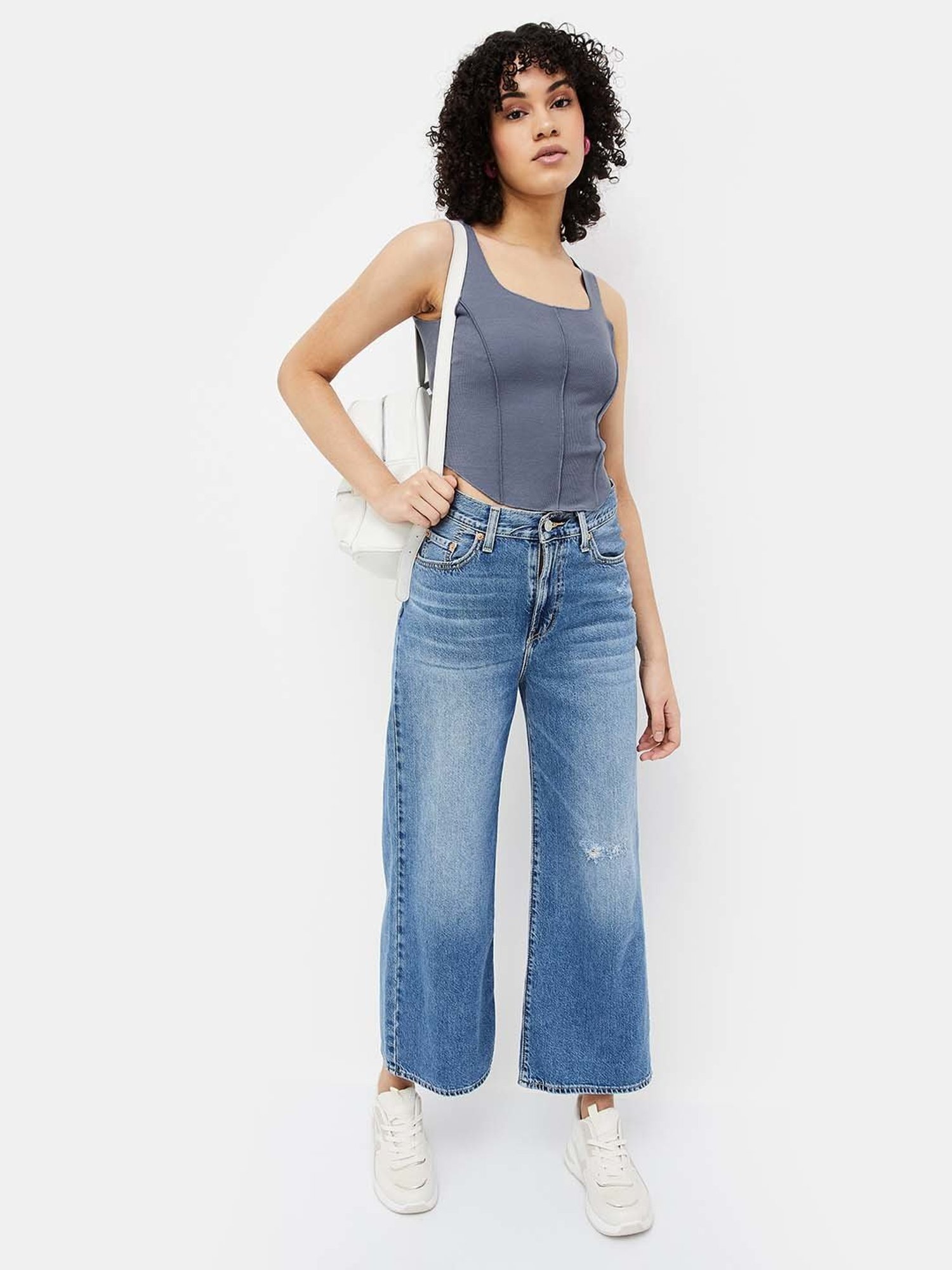 Ginger by Lifestyle Grey Regular Fit Crop Top