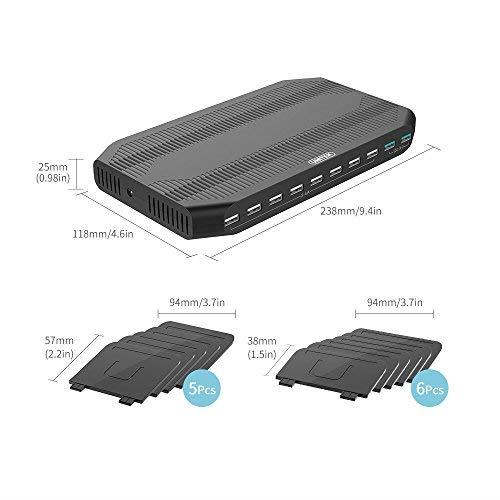 iPad Charging Station, Unitek 10-Port USB Charging Stand Charger Dock with Quick Charge 3.0 Compatible Multiple Device, Charging Station with 96W 19.2A Support 8 iPads Simultaneously -Upgraded Divider