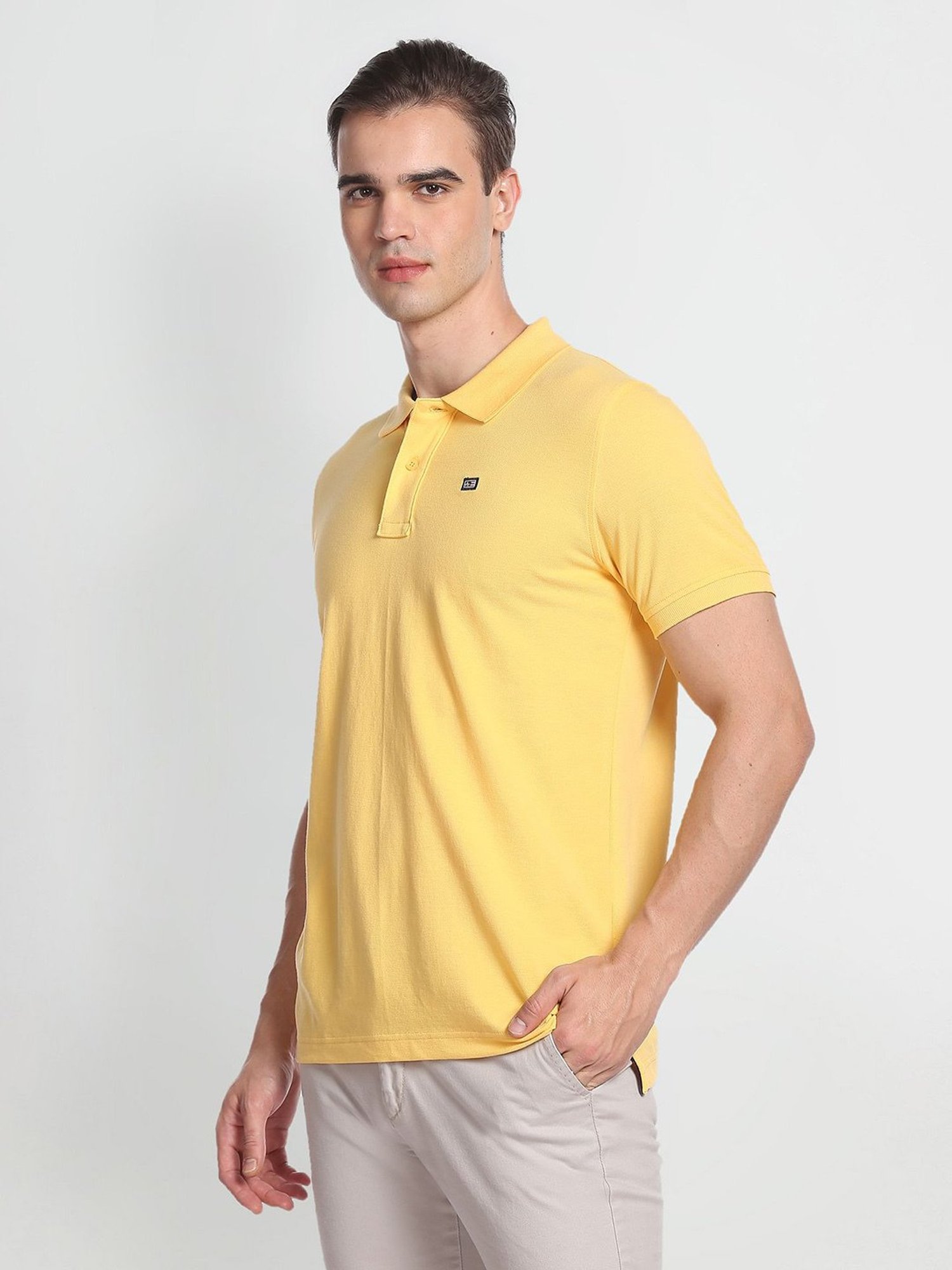 Arrow Sport Yellow Regular Fit Cotton Polo T-Shirt
