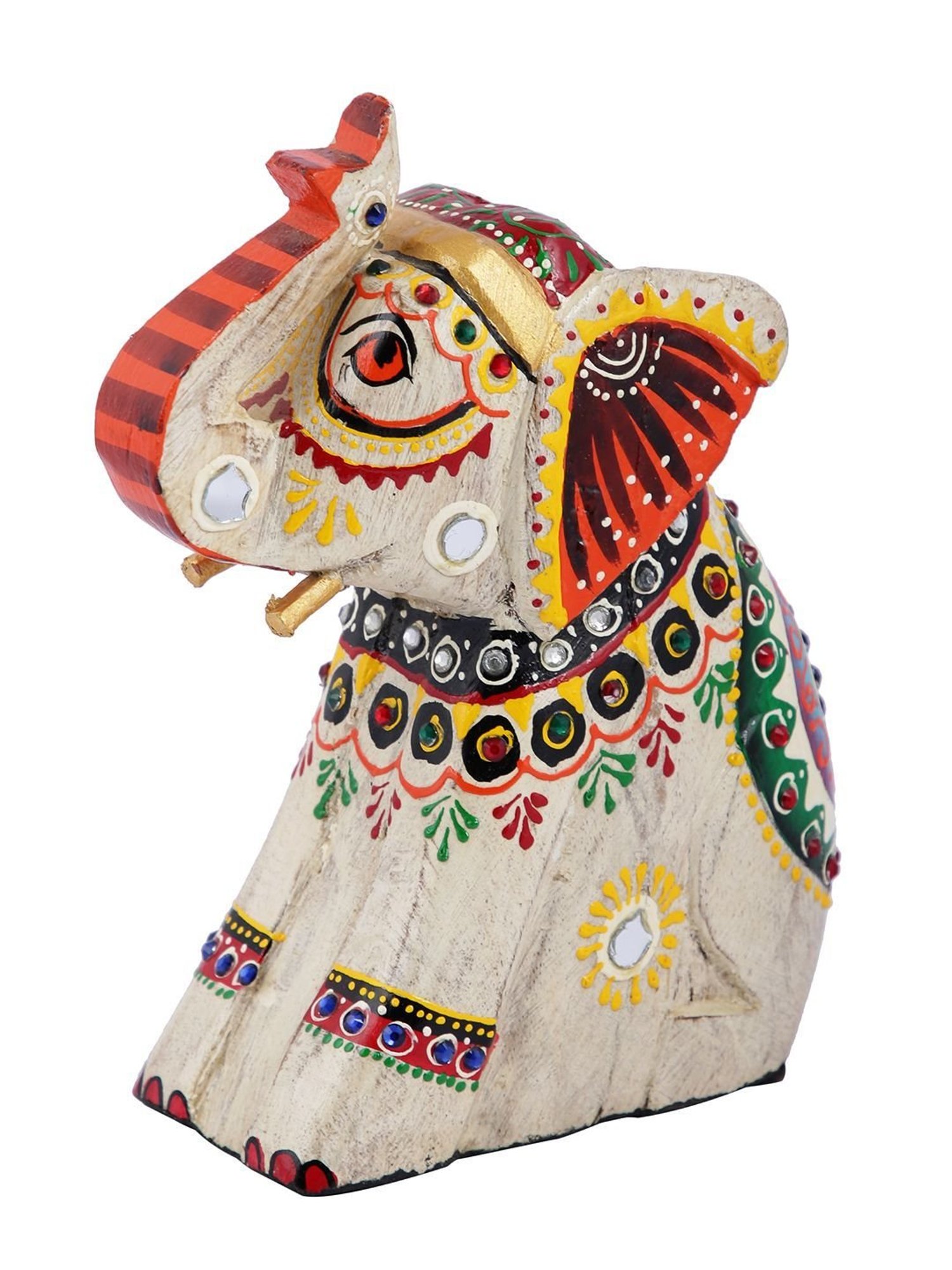 Aapno Rajasthan Multicolor Wood Handcrafted Decorative Elephant