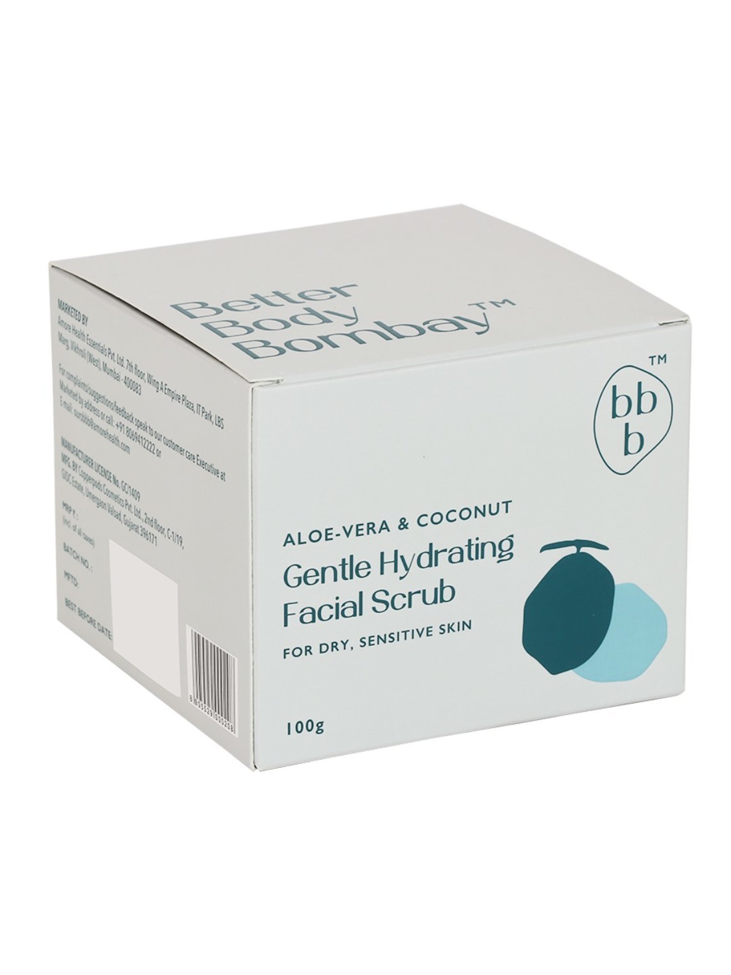 bbb Better Body Bombay Aloe & Coconut Gentle Hydrating Facial Scrub - 100 gm
