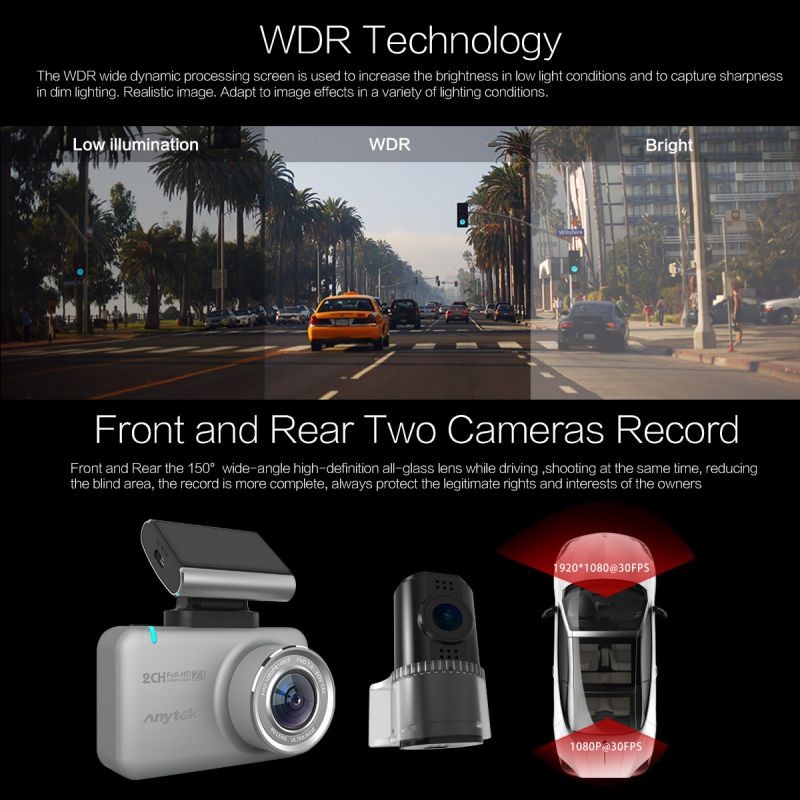 Z1 1080p HD Car DVR Camera 2.35 inch Touch Screen Dual Lens Dash Cam