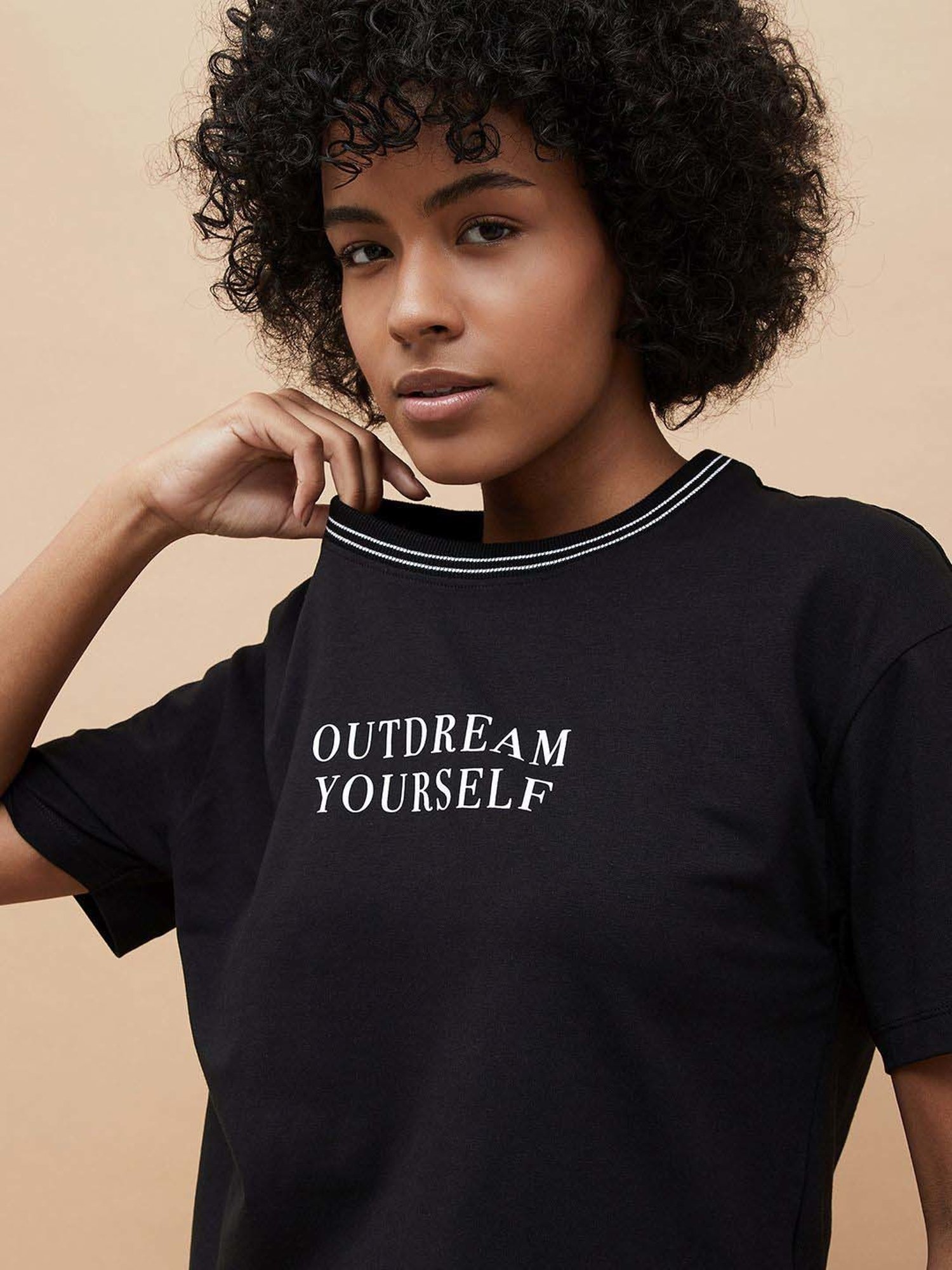 KAPPA Black Cotton Printed Sports T-Shirt