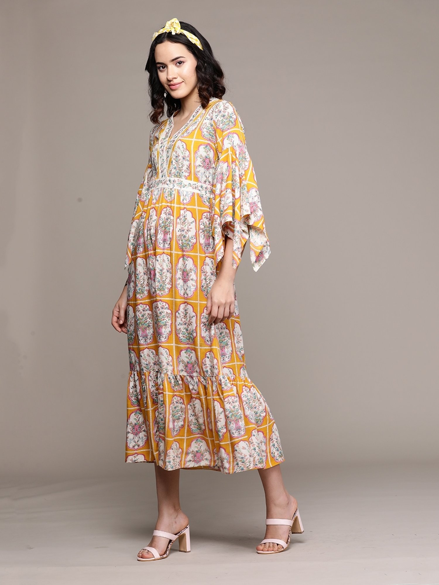 aarke Ritu Kumar Mustard Printed Maxi Dress