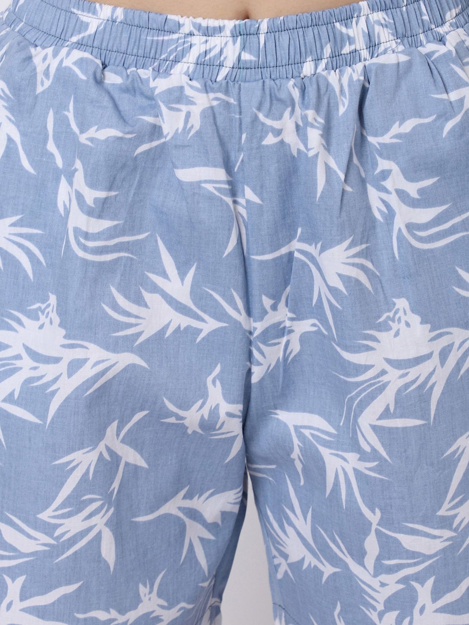 Boston Club Light Blue Printed Shirt With Shorts