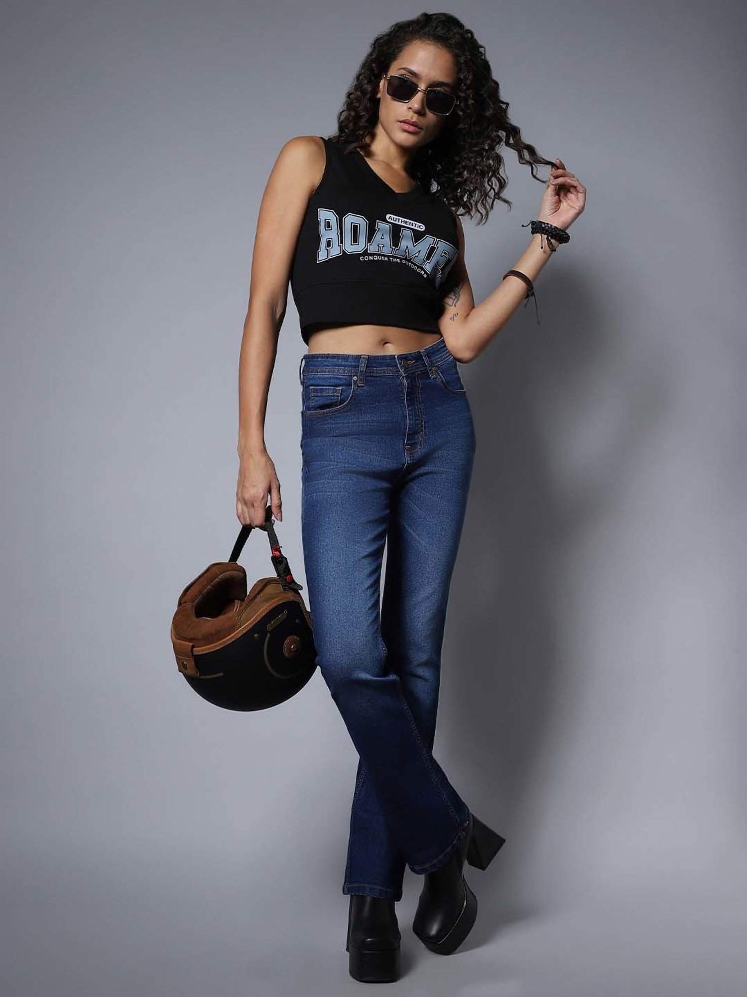 High Star Black Printed Top