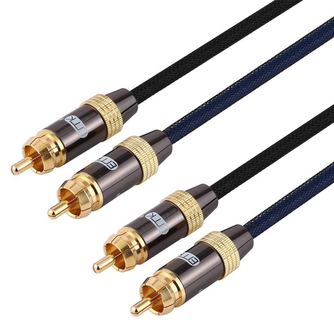 EMK 2 x RCA Male to 2 x RCA Male Gold Plated Connector Nylon Braid Coaxial Audio Cable for TV / Amplifier / Home Theater / DVD, Cable Length:3m