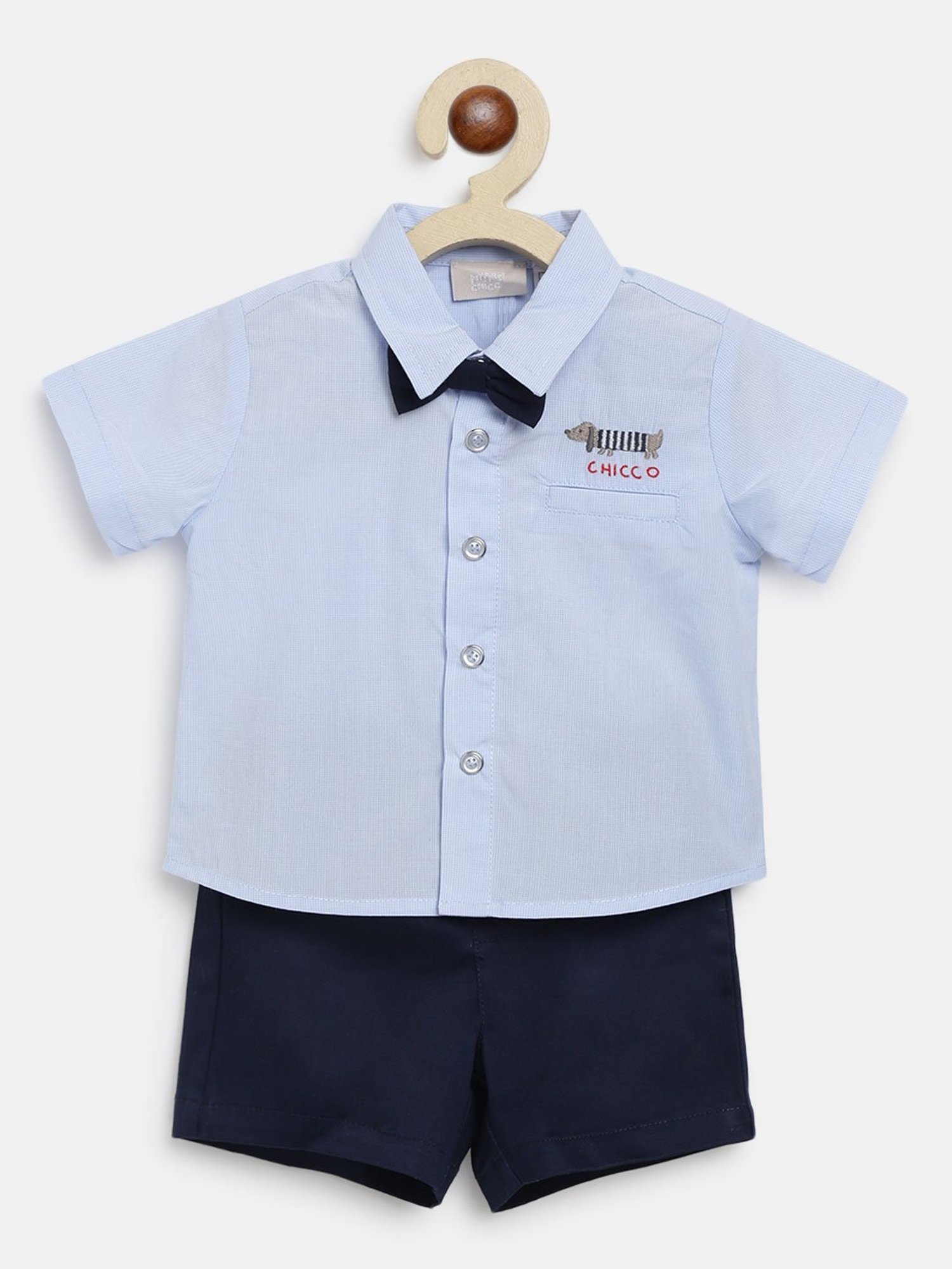 Chicco Kids Blue Solid Shirt with Shorts