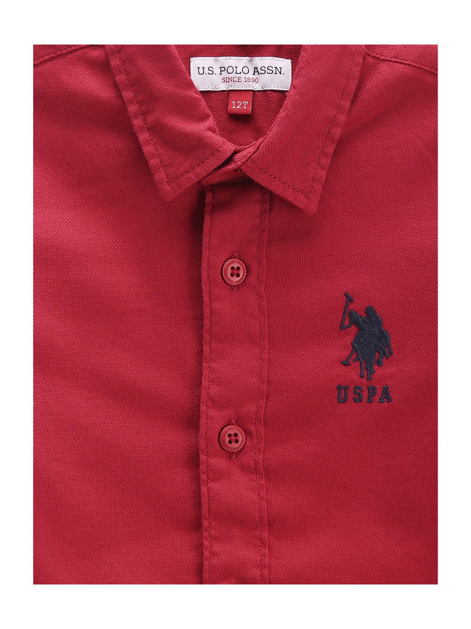 U.S. Polo Assn. Kids Red Solid Full Sleeves Shirt