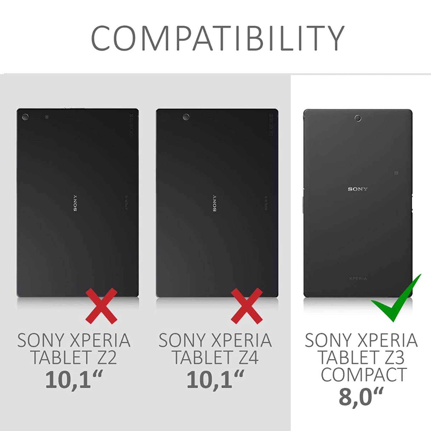 kwmobile Case Compatible with Sony Xperia Tablet Z3 Compact - Slim Book Style Tablet Cover with Stand Feature - Dark Grey
