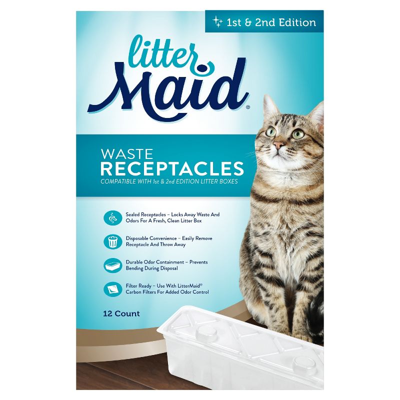 LitterMaid Waste Receptacles, 12 Count, Compatible With 1st and 2nd Edition Litter Boxes