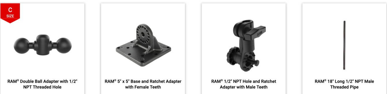 RAM-101U-VE2 RAM Mounts Velociti Floor Mount and Two Double Ball Mounts