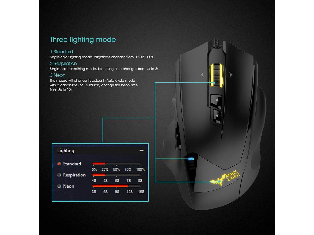 HAVIT HV-MS735 MMO Gaming Mouse Wired 12000DPI 19 Programmable Button Optical Sensor Pixart PMW3360 US Shipping