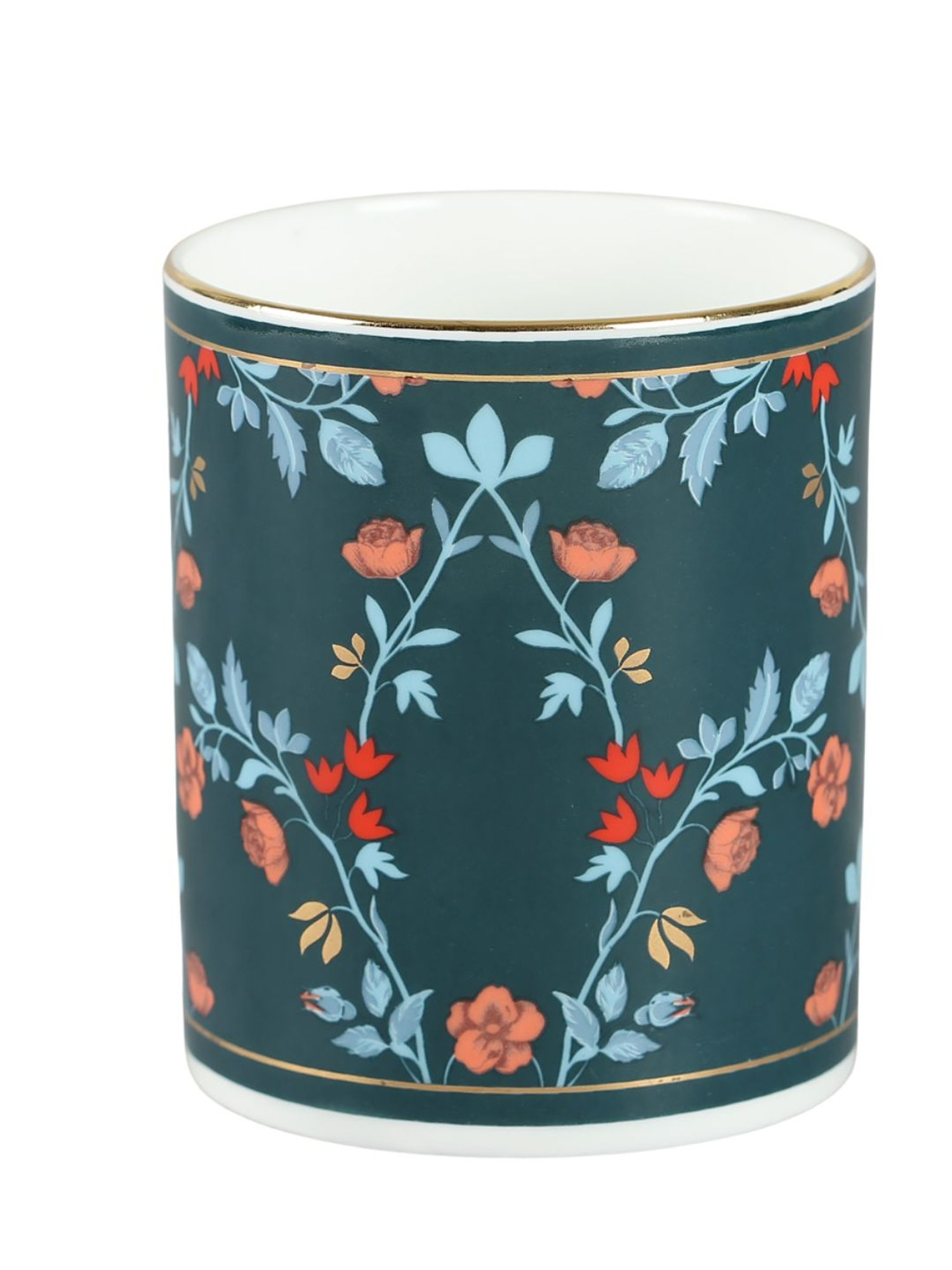 India Circus Abstract White Bone China Milk Mugs Set of 2, 360 ml With Accented and 22 Carat Gold