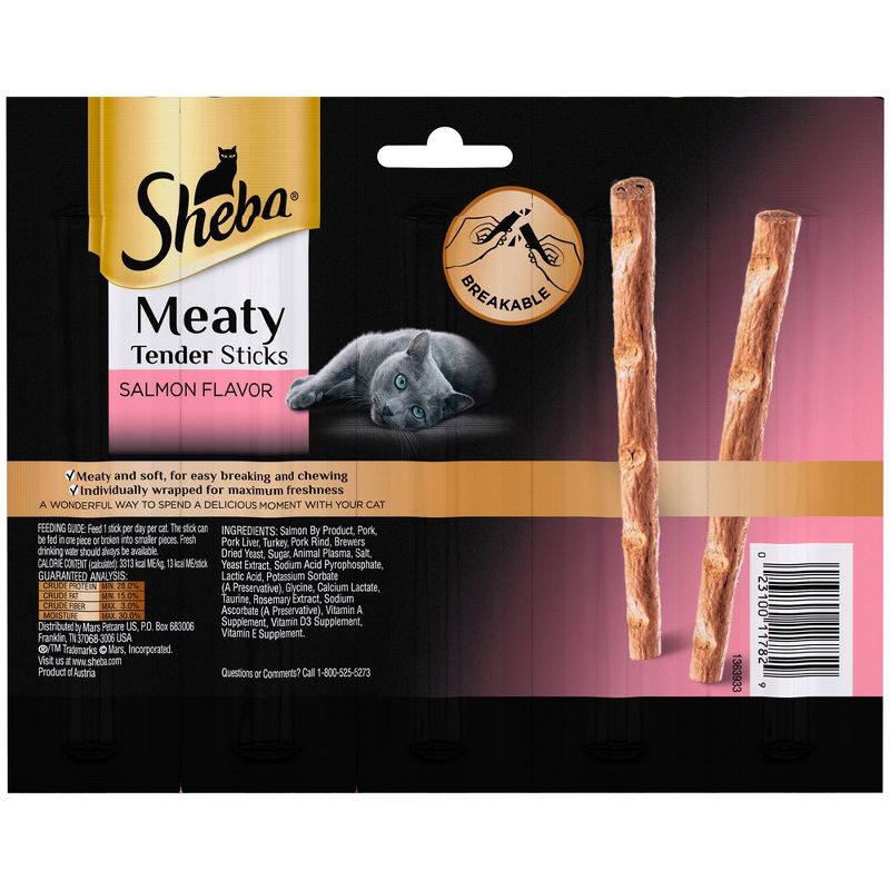 Sheba Meaty Tender Sticks Salmon Flavor Jerky Cat Treats - 0.7oz