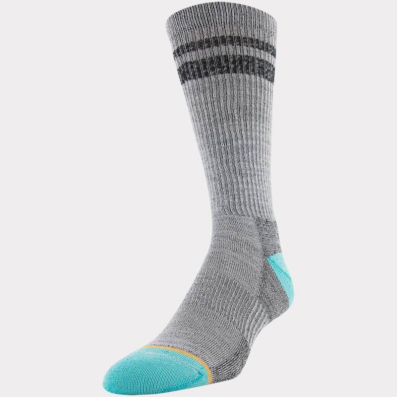 Signature Gold by GOLDTOE Men's Native Nomad Crew Fader Sport Stripe Socks 2pk - Black 6-12.5