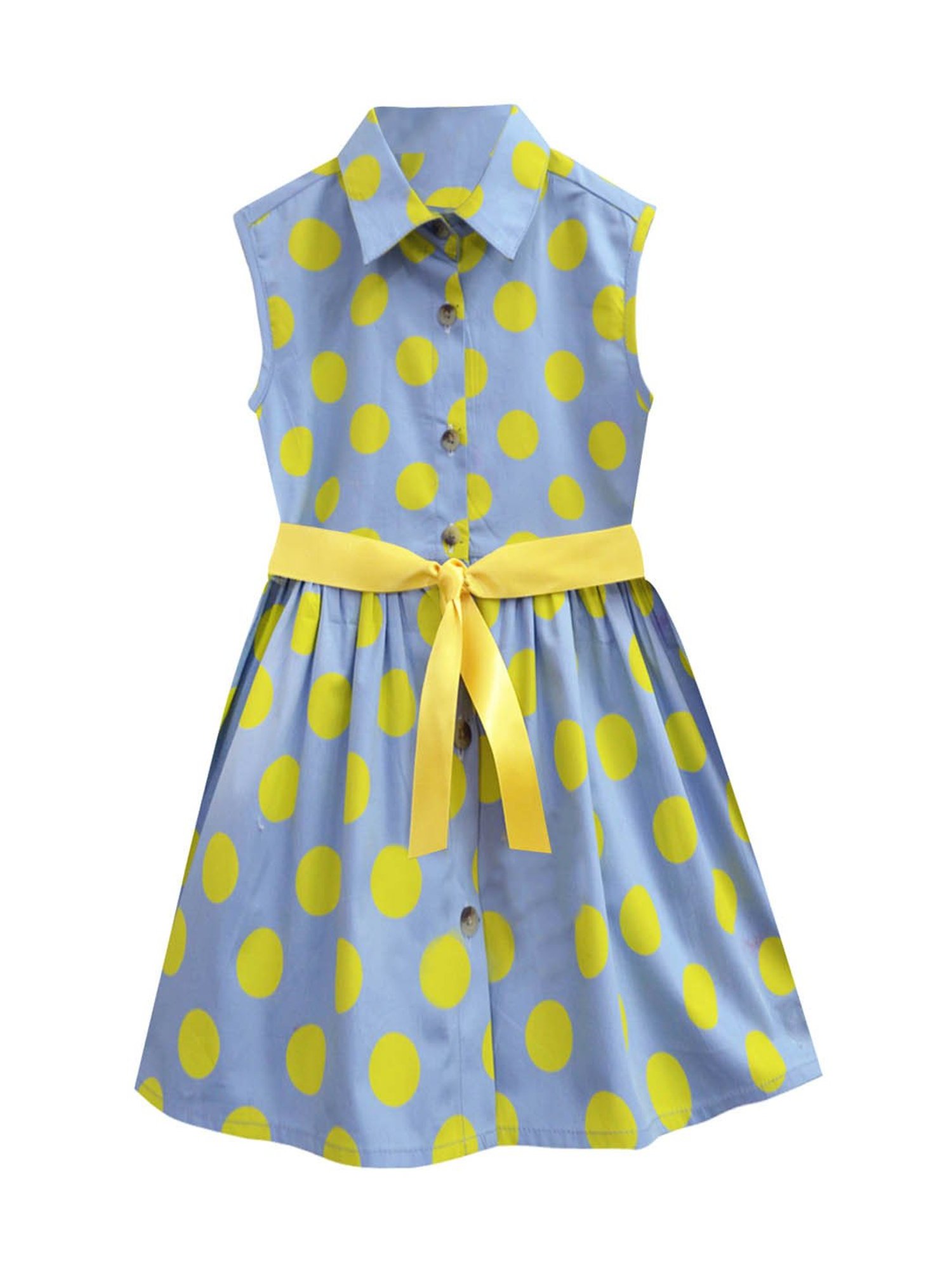 A.T.U.N. Blue & Yellow Printed Shirt Dress