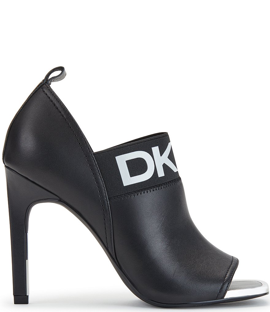 DKNY Alvin Peep Toe Logo Band Leather Shooties
