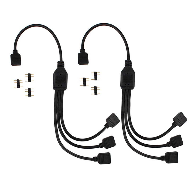 Enlabs 2 Pack 5V 3-Pin RGB 3-Way Female to x Female RBW LED Strip Splitter Cable,3 Port AURA RGB Lighting Hub w/ Gender Changer Adapter - 1 Foot