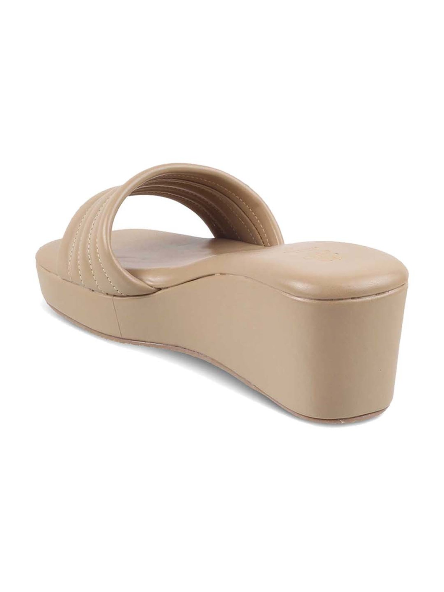 Tresmode Women's Beige Cross Strap Wedges