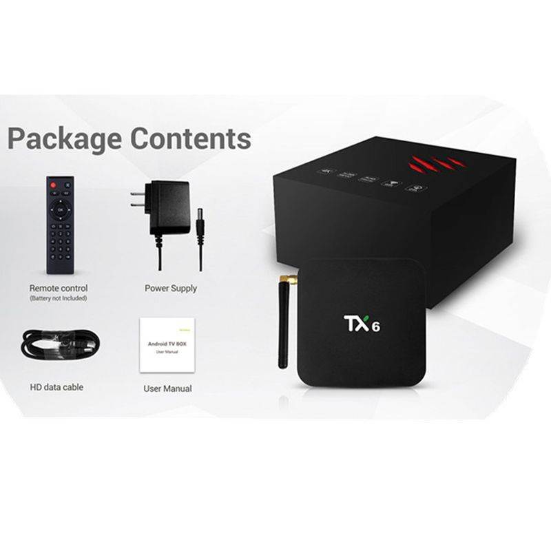 TX6 Android 9.0 TV Box 4K HDR Ultra-HD Video 4GB RAM 64GB ROM Set-top Box 2.4G/5G Dual WiFi USB 3.0