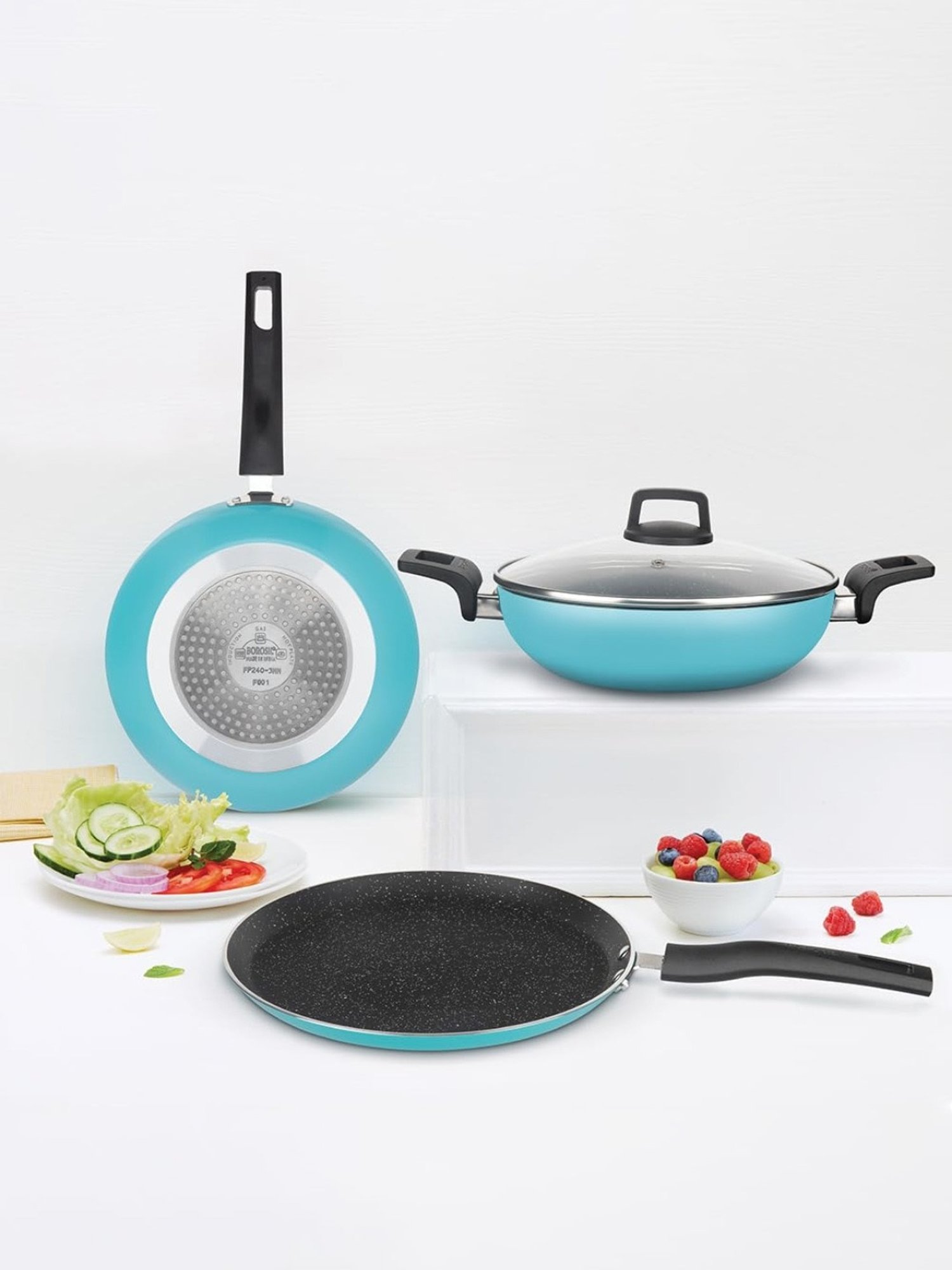 ?Borosil ?Blue ?Aluminium Pot & Pan Sets