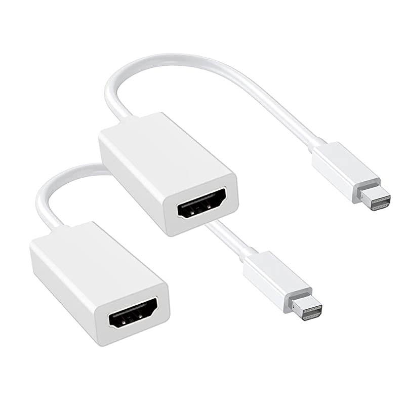 Mini DisplayPort to HDMI Adapter,  Thunderbolt to HDMI Converter for MacBook Air/Pro, Microsoft Surface Pro/Dock, Monitor, Projector and More (2-Pack, White)