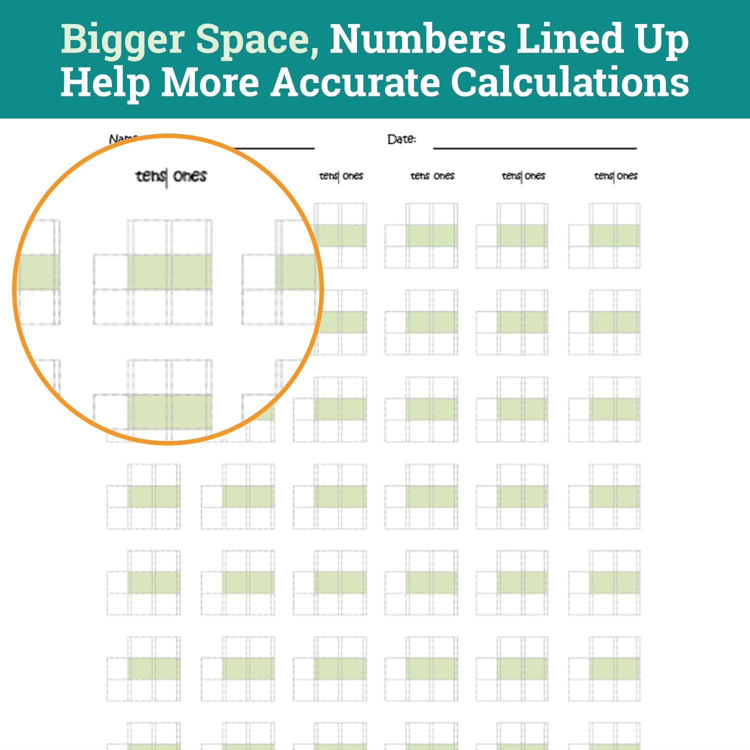 Channie's LR3779 Double Digit Math Lineup Workbook, Improve Math Accuracy for 1st-3rd Grades, White