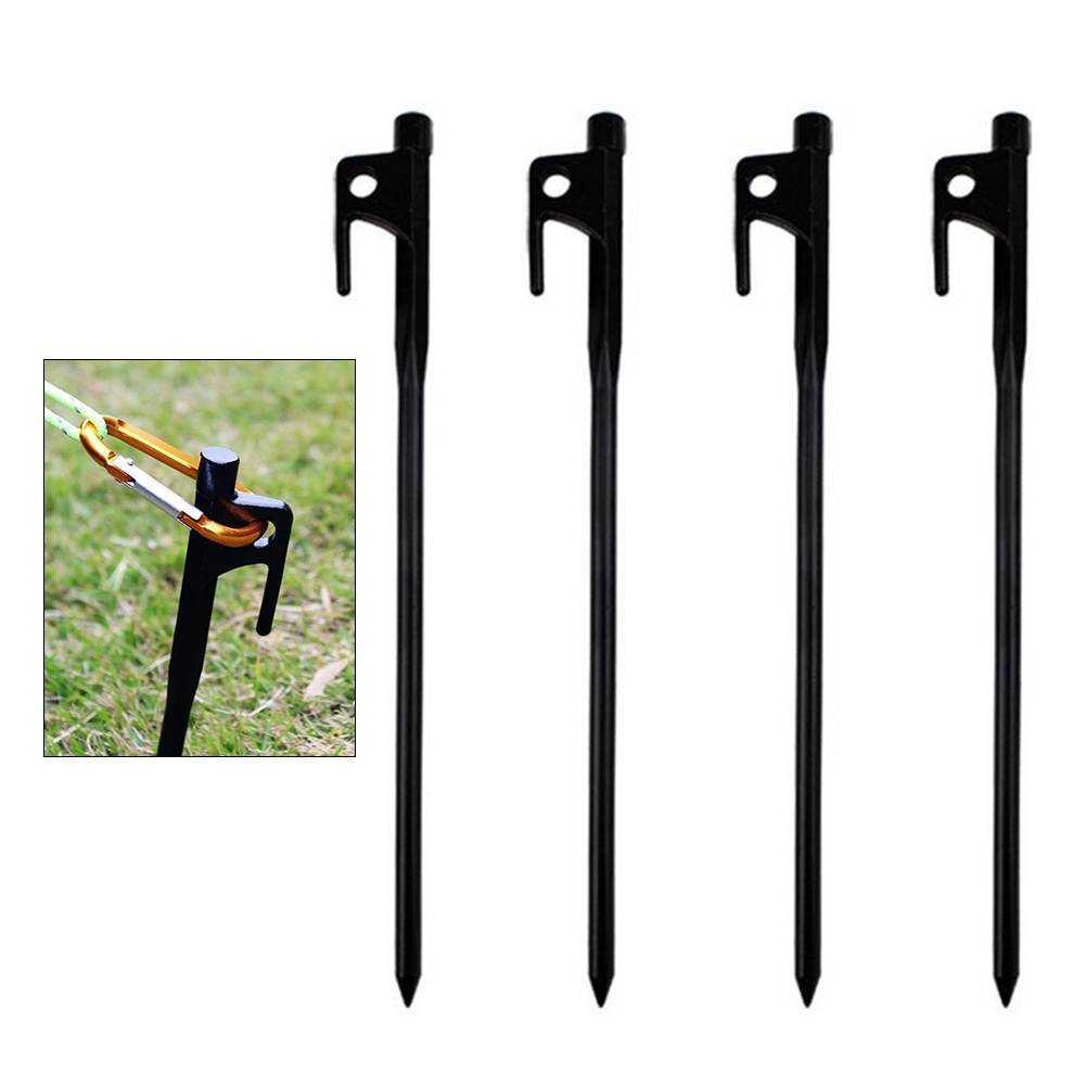 4 Pcs Steel Nail Tent Pegs 20cm Outdoor Heavy Duty Steel Awning Canopy Tent Stakes Pegs Nail for Camping Tent Tarp Stake
