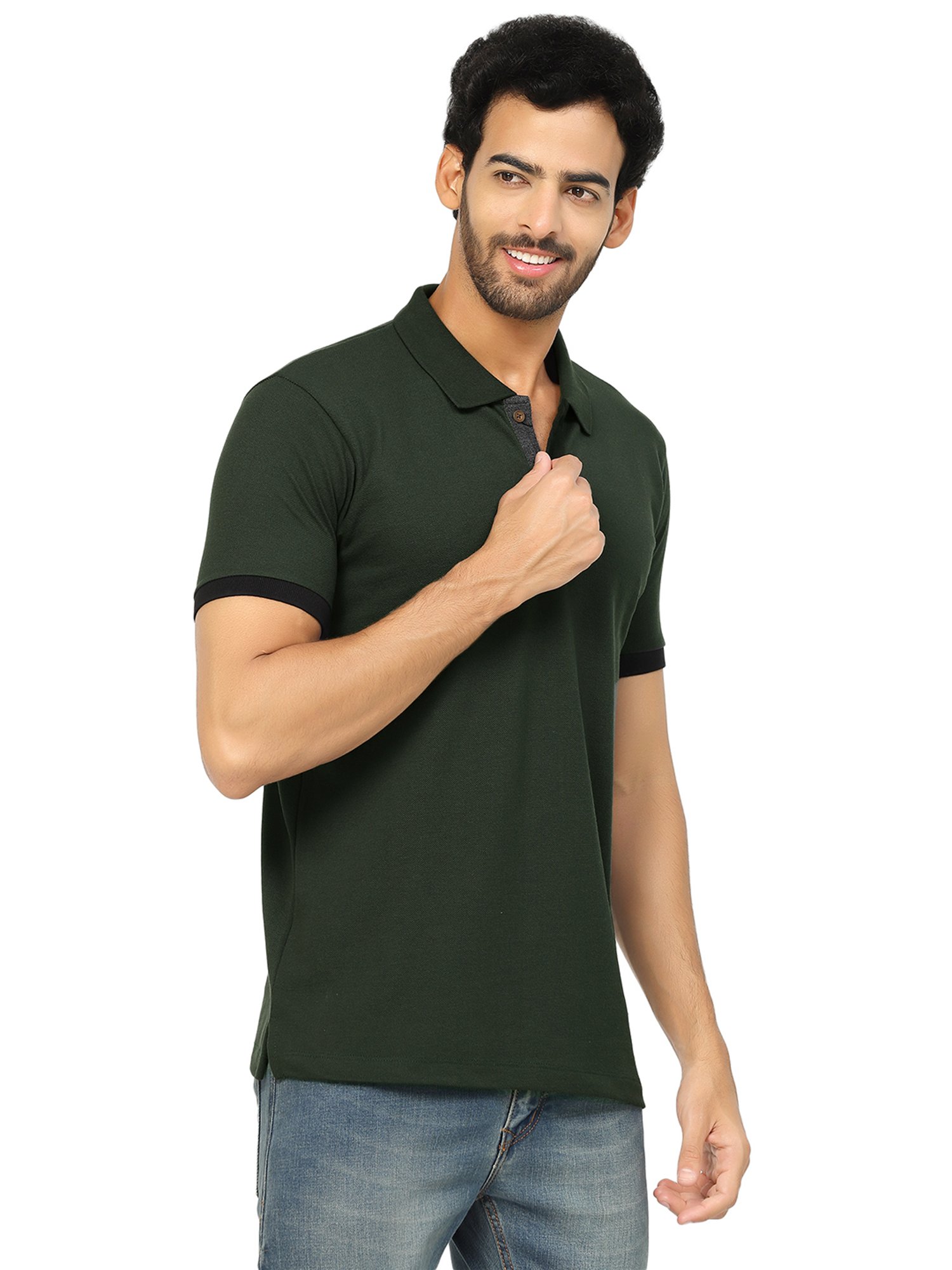 Kalt Dark Green Regular Fit Polo T-Shirt