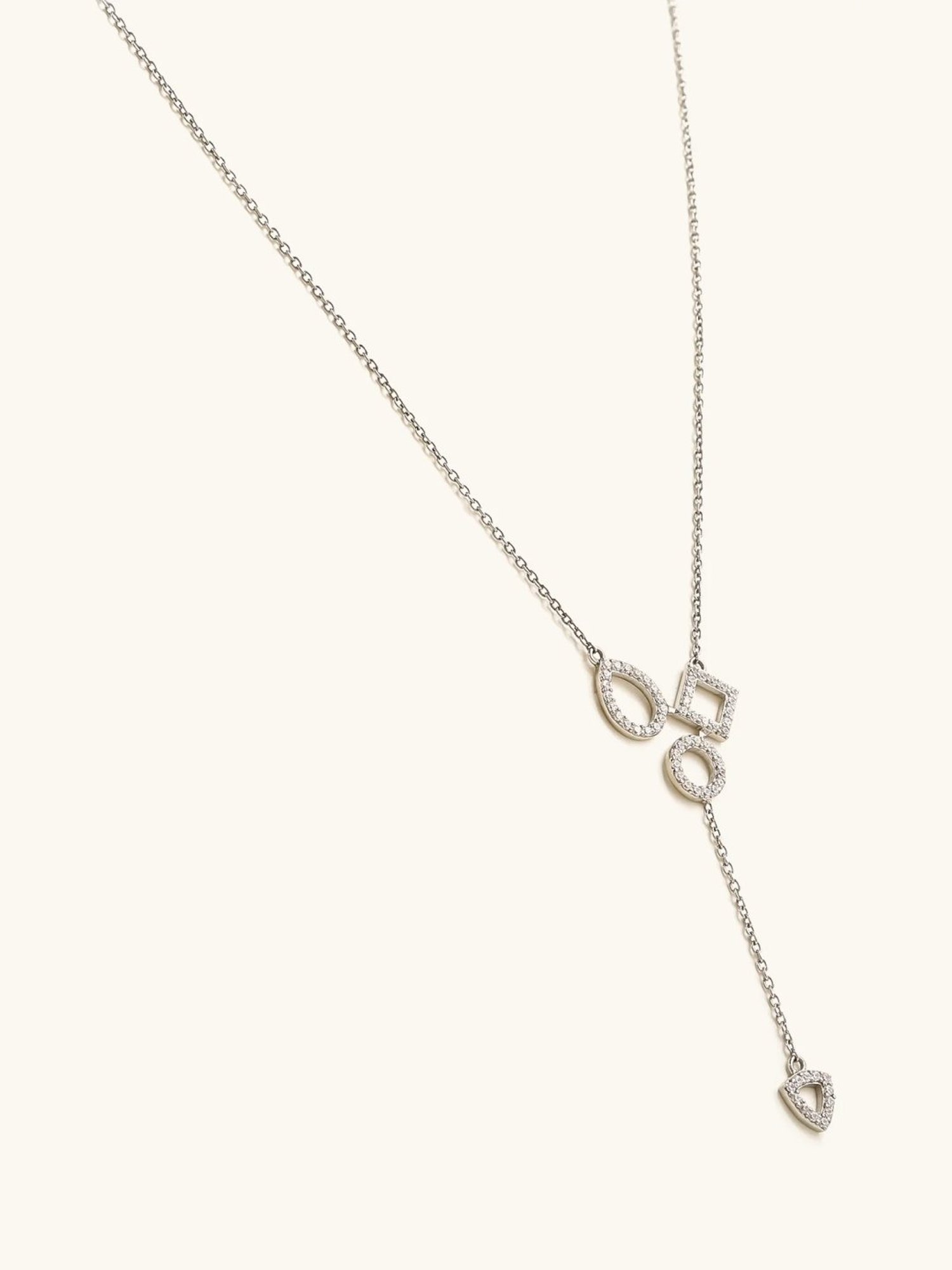 Mabel 92.5 Sterling Silver Rhodium-Plated Teardrop Halos Lariat