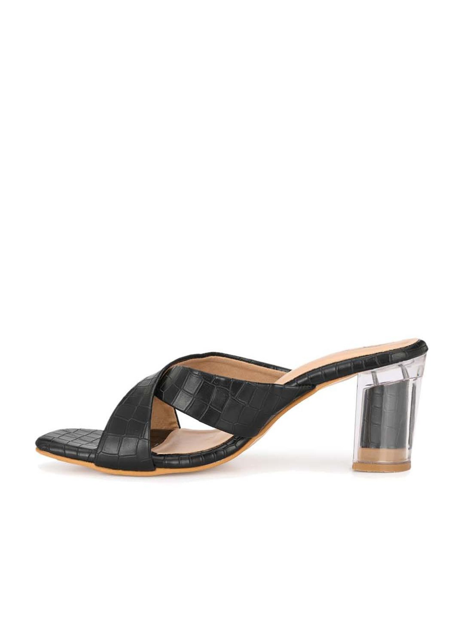 Delize Women's Black Cross Strap Sandals