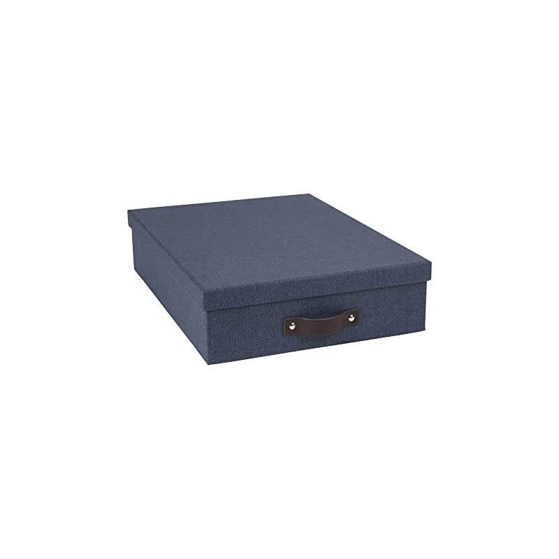 Oskar Canvas Fiberboard Document Letter Box, 3.3 x 10.2 x 13.8 in, Blue