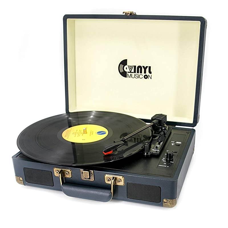 USB Turntable for 334578 RPM RecordVintage Vinyl Record Player with Stereo Speakers RCA OutputampLinein and USB Direct EncodingBlue