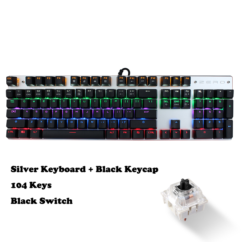 Jansicotek USB Wired Gaming Keyboard 104 Keys Red Switch Mechanical Gaming Keyboard, with LED Mix-light Anti-ghosting Blacklit for Gamer Tablet Desktop Computer