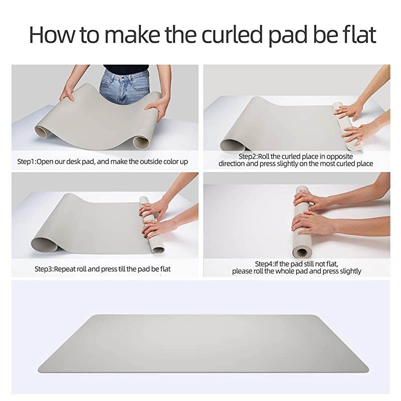 Multifunctional Office Desk Pad Ultra Thin Waterproof PU Leather Mouse Pad Dual Use Desk Writing Mat for OfficeHome 315 x 157 Grey