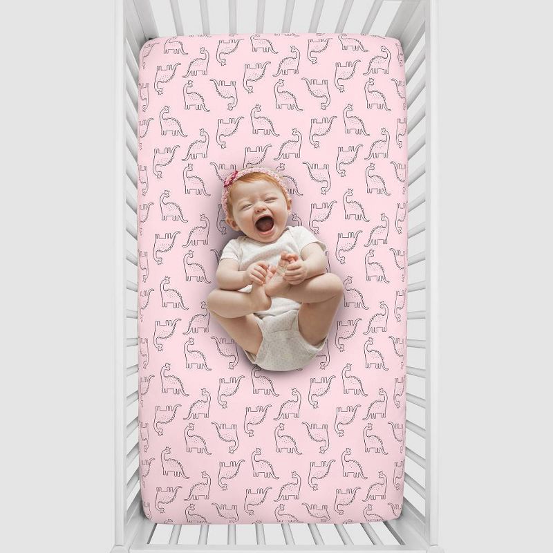 Carter's Dinosaur Princess Super Soft Fitted Crib Sheet - Pink