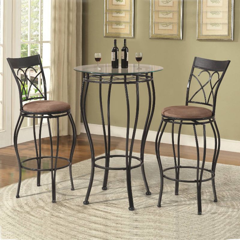 3pc Pub Bar Height Dining Set Brown - Home Source