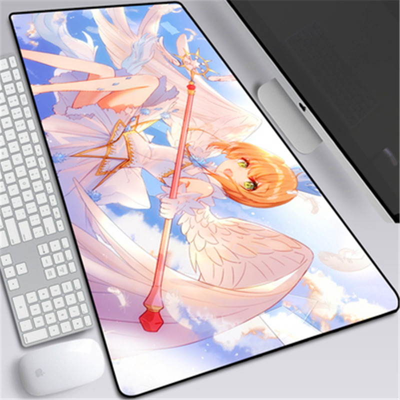 Extended Mousepad Anime Cardcaptor Sakura Mouse Pad Cartoon Gaming Mouse Mat Anti-slip  Desk Mats Large desk pads with Stitched Edges Desk Cushion For Desk Cover, Computer Keyboard, PC 300&times;800&times;2mm