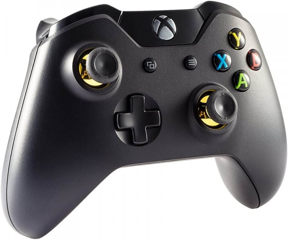 eXtremeRate 10 pcs Rubberized Chrome Thumbsticks Analog Sticks Buttons Replacement Parts for Xbox One Xbox One Elite Xbox One X Xbox One S Controller (Chrome Gold)